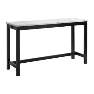 Marco Bar Table Set Single Pack in White Top (Table + 3 Stool in Blue Velvet)