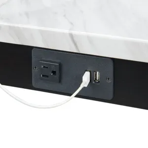 Marco Bar Table Set Single Pack in White Top (Table + 3 Stool in Blue Velvet)