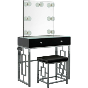 Margo Dressing Table W/ Power / Mirror / Stool & Light