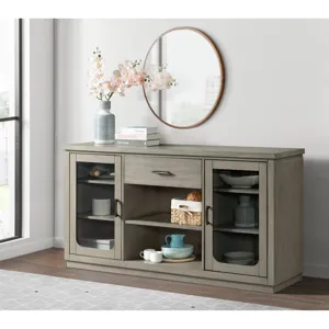 Marly Server W/ Glass Door & LED Light in Grey
