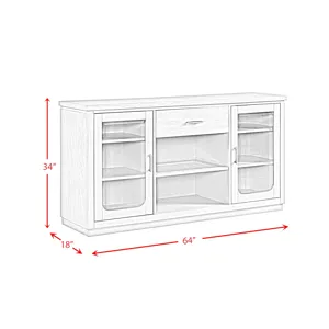 Marly Server W/ Glass Door & LED Light in Grey