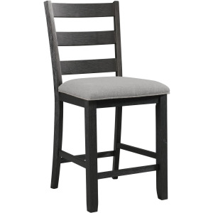 Martin Counter Side Chair with Grey Fabric - Black Finish  (2 Per Carton)