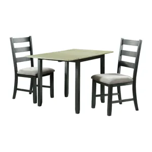 Martin 3 pc Drop Leaf Dining Set (Black Base)
