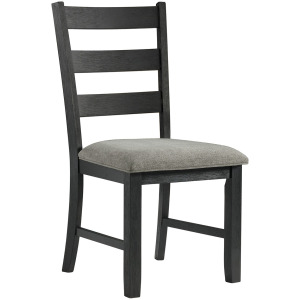 Martin Dining Side Chair with Grey Fabric - Black Finish  (2 Per Carton)