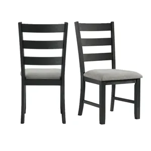 Martin Dining Side Chair with Grey Fabric - Black Finish  (2 Per Carton)