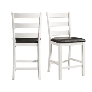 Martin Counter Side Chair with Black PU - White Finish (2 Per Carton)