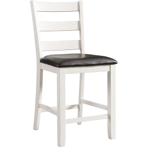 Martin Counter Side Chair with Black PU - White Finish (2 Per Carton)