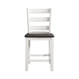 Martin Counter Side Chair with Black PU - White Finish (2 Per Carton)