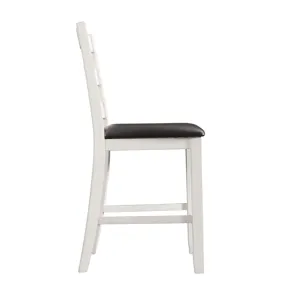 Martin Counter Side Chair with Black PU - White Finish (2 Per Carton)