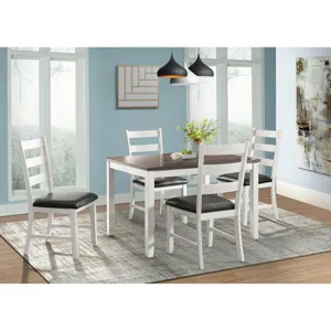 Martin 5 Pc Dining set (Dark Brown Top - White Base)