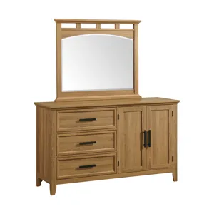 Matias Bedroom Set with Twin Headboard, Dresser, Mirror & Nightstand in Brown