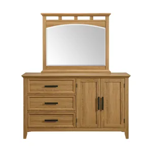 Matias Bedroom Set with Twin Headboard, Dresser, Mirror & Nightstand in Brown