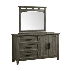 Matias Bedroom Set with Twin Headboard, Dresser, Mirror & Nightstand in Mocha Grey
