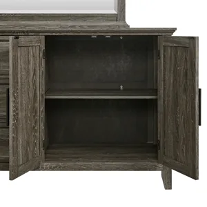 Matias Bedroom Set with Twin Headboard, Dresser, Mirror & Nightstand in Mocha Grey