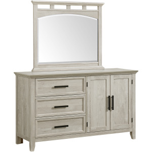 Matias Bedroom Set with Twin Headboard, Dresser, Mirror & Nightstand in White