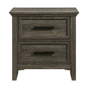 Matias Bedroom Set with Queen/Full Headboard, Dresser, Mirror & Nightstand in Mocha Grey