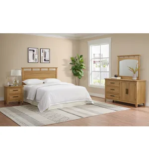 Matias Bedroom Set with Queen/Full Headboard, Dresser, Mirror & Nightstand in Brown