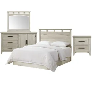 Matias Bedroom Set with Queen/Full Headboard, Dresser, Mirror & Nightstand in White