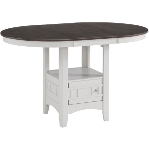 Max Pub Table with Brown Top in White