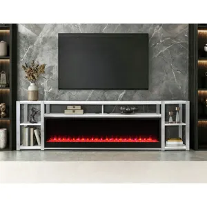 Midway 80\" TV Console with Firelight in White