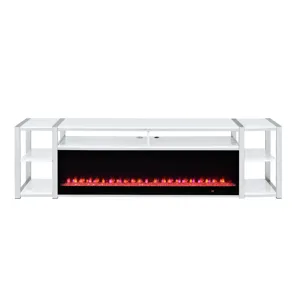 Midway 80\" TV Console with Firelight in White