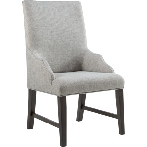 Montrose Dining Host Chair with Light Grey Fabric in Espresso