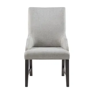 Montrose Dining Host Chair with Light Grey Fabric in Espresso