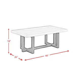 Morris Coffee Table in Espresso W/White Marble Top