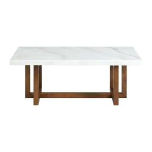 Morris Coffee Table in Espresso W/White Marble Top