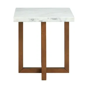 Morris End Table in Espresso W/White Marble Top