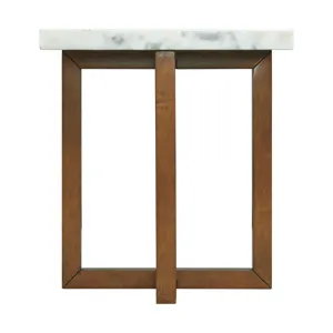 Morris End Table in Espresso W/White Marble Top