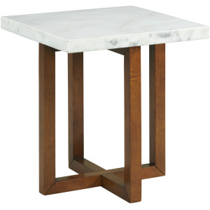 Morris End Table in Espresso W/White Marble Top