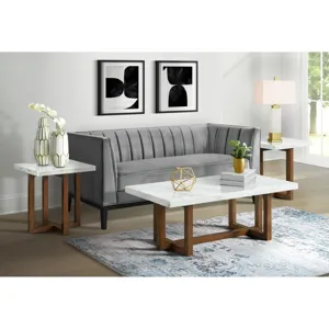 Morris Coffee Table in Espresso W/White Marble Top