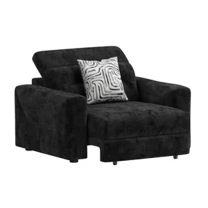 Murano 2 Arm Larger Slider Recliner with Manual Headrest, 1 Pillow 23” in Liberty Black