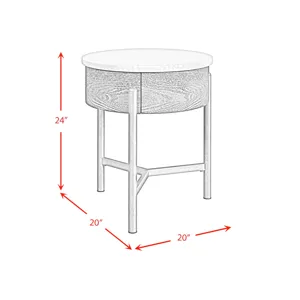 Nica End Table in White and Brown