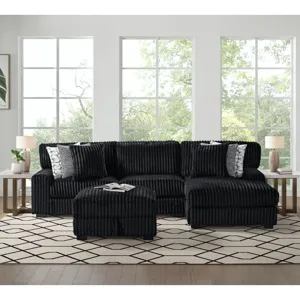 Nightfall Storage Ottoman in Grand Cord Black