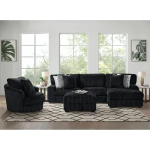 Arizona Swivel Chair with 1 Pillow 20” in Grand Cord Black