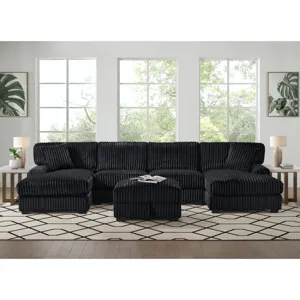Nightfall Storage Ottoman in Grand Cord Black