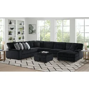 Nightfall Storage Ottoman in Grand Cord Black