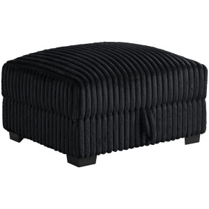 Nightfall Storage Ottoman in Grand Cord Black
