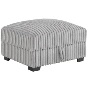 Nightfall Storage Ottoman in Grand Cord Light Grey