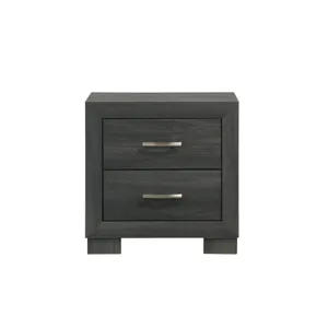 Norvin 2-Drawer Nightstand with ball bearing glides in Dark Grey