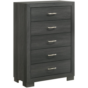 Norvin 5-Drawer Chest with ball bearing glides in Dark Grey