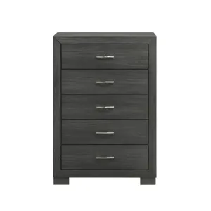 Norvin 5-Drawer Chest with ball bearing glides in Dark Grey