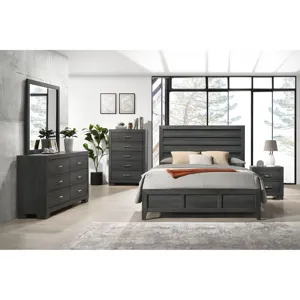 Norvin 6-Drawer Dresser with ball bearing glides in Dark Grey
