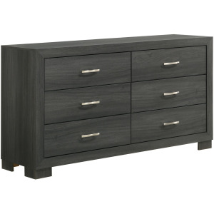 Norvin 6-Drawer Dresser with ball bearing glides in Dark Grey