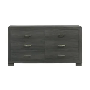 Norvin 6-Drawer Dresser with ball bearing glides in Dark Grey