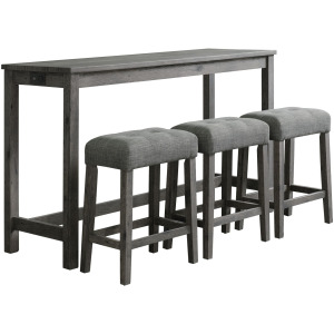 Oak Lawn Charcoal Grey Bar Table Single Pack (Table + 3 Grey Fabric Stools)