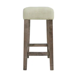 Oak Lawn Grey Bar Table Single Pack (Table + 3 Tan Fabric Stools)