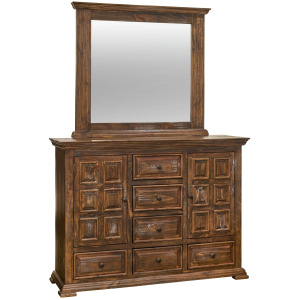 Olivia Brown Dresser & Mirror Set